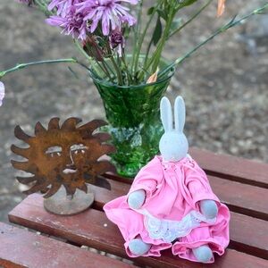Vintage Department 56 Pink Bunny O’ Hare Velvet Flocked & Articulated